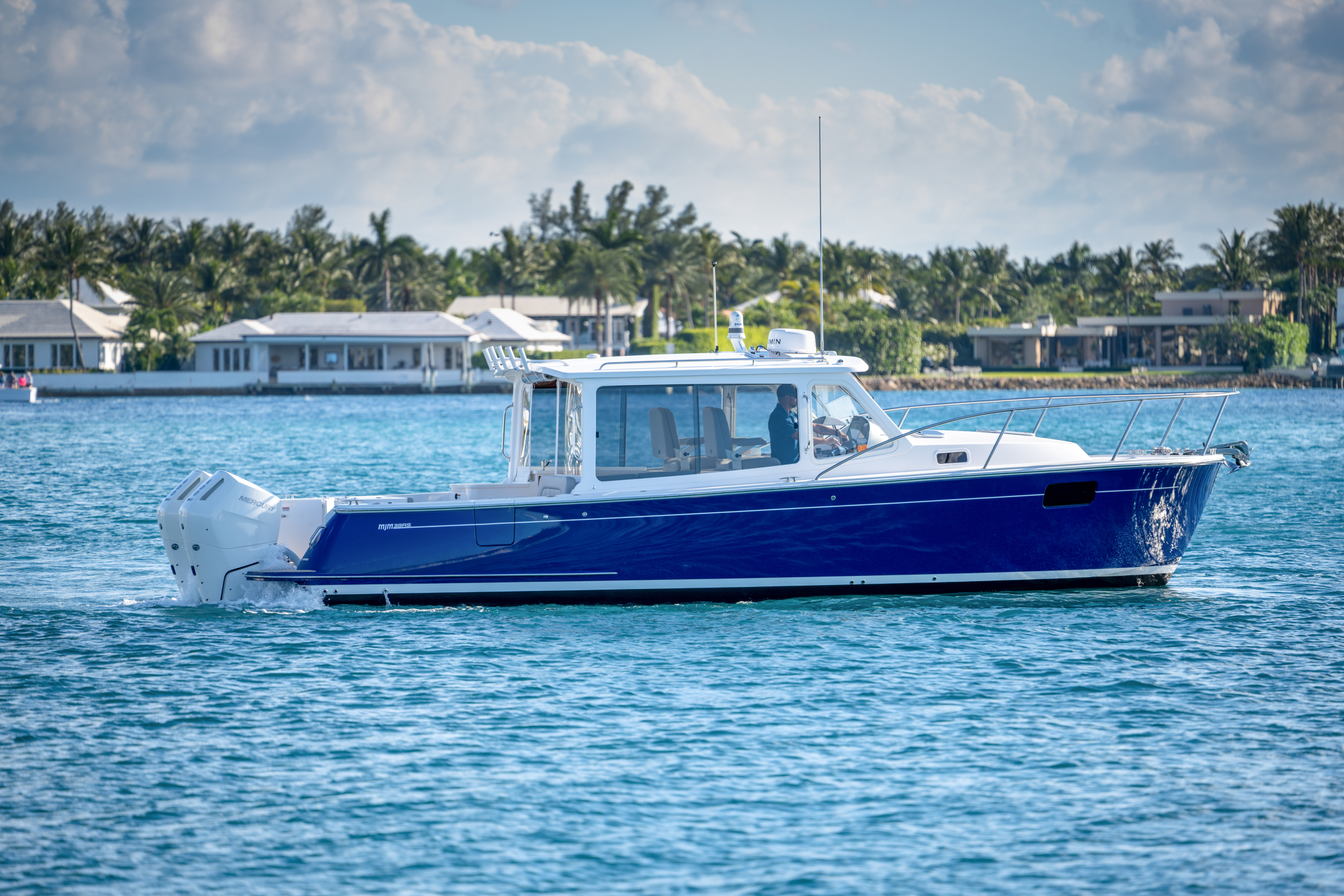 MJM 38RS sportfish cruiser on the water